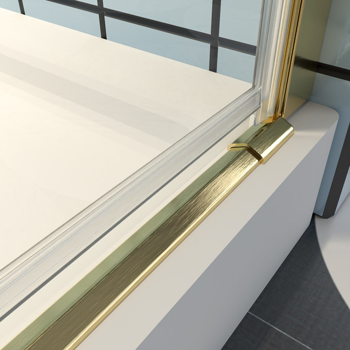 Classy 32-34"x72" Frameless Shower Door in Brush Gold,Water Repellent Glass with Seal Strip Parts and Handle,6mm Glass Shower Door - ExBriteUSA