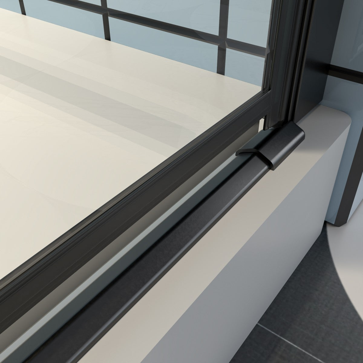 Classy 24-26" x 72" small clear glass shower door with black hinged pivot install.