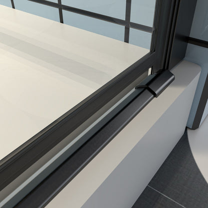 Classy 24-26" x 72" small clear glass shower door with black hinged pivot install.