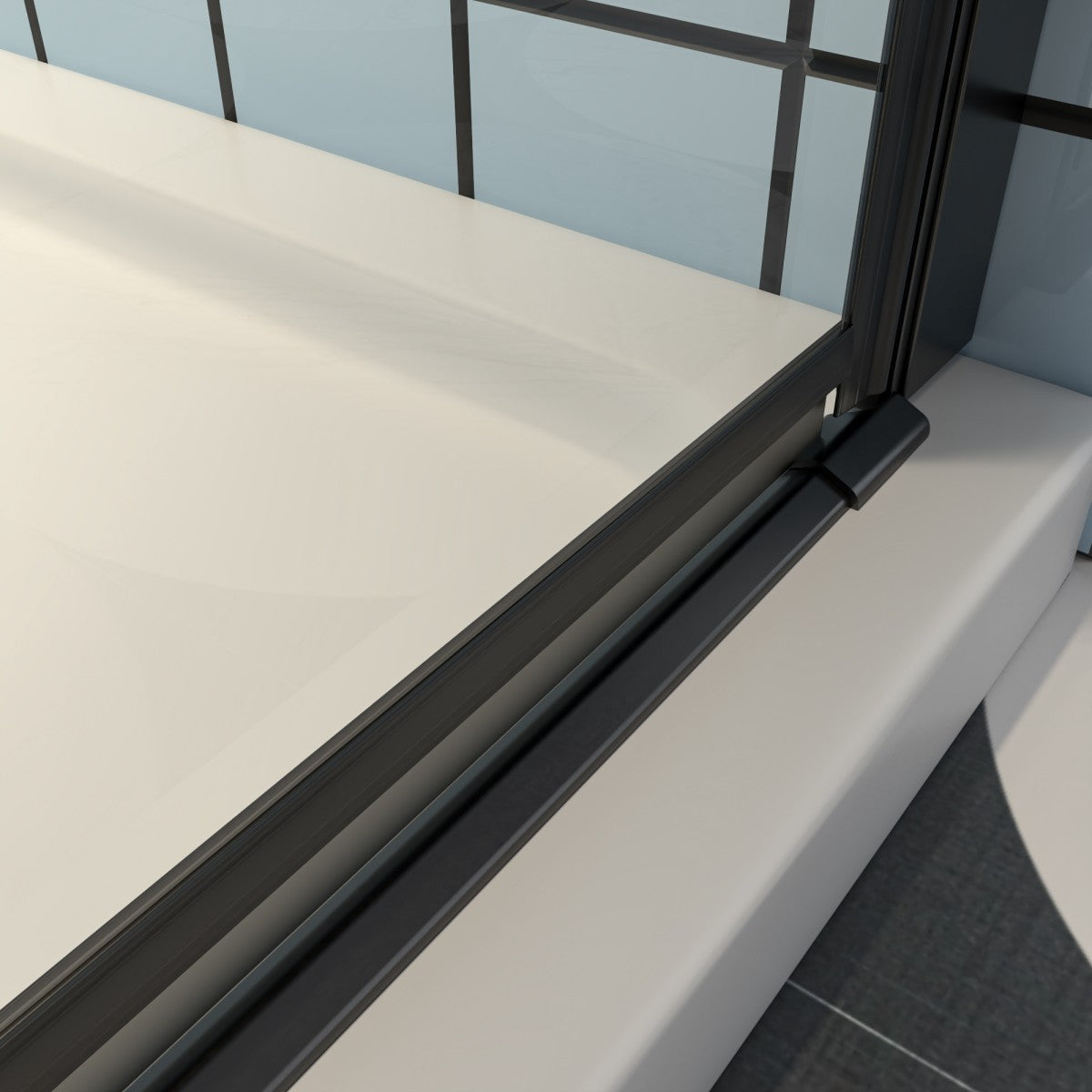 Exbrite Adapt Bifold Shower Door 32-34 in.W x 72 in.H Pivot Swing Shower Doors,Matte Black,Tempered Shower Glass - ExBriteUSA