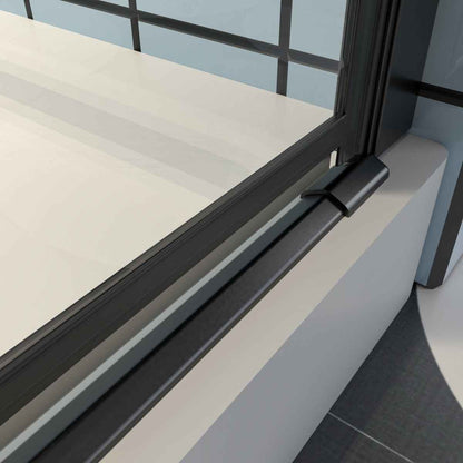 Classy 30-32" W x 72" H Pivot Shower Door Semi-Frameless Matte Black Hinged Glass Shower Door with Handle