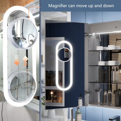 Illusion 36" x 32" LED Lighted Medicine Cabinet with Magnifiers Front and Back Light - ExBriteUSA