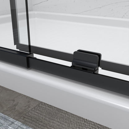 Flexi Showers 28-32" W x 72" H Glass Shower Doos Semi-Frameless,6mm Clear Tempered Glass Panel, Black Finish - ExBriteUSA