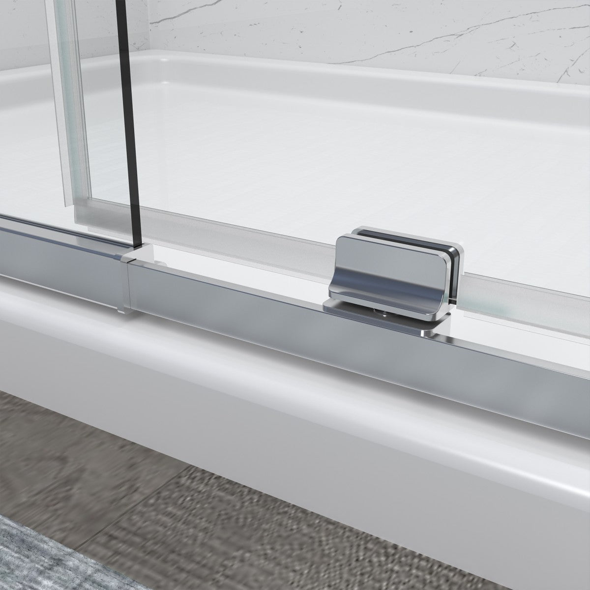 Flexi 44-48"x71" Frameless Shower Door in Brushed Nickel,Water Repellent Glass with Seal Strip Parts and Handle,6mm Glass Shower Door - ExBriteUSA