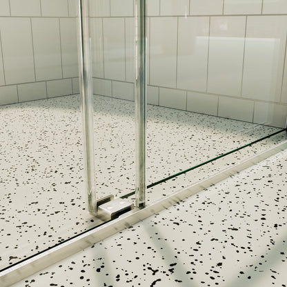 ExRoll 44-48" x 74" Frameless Shower Sliding Glass,Brushed Nickel,Water Repellent Glass Shower Door,Explosion-proof,Easy-to-clean coating