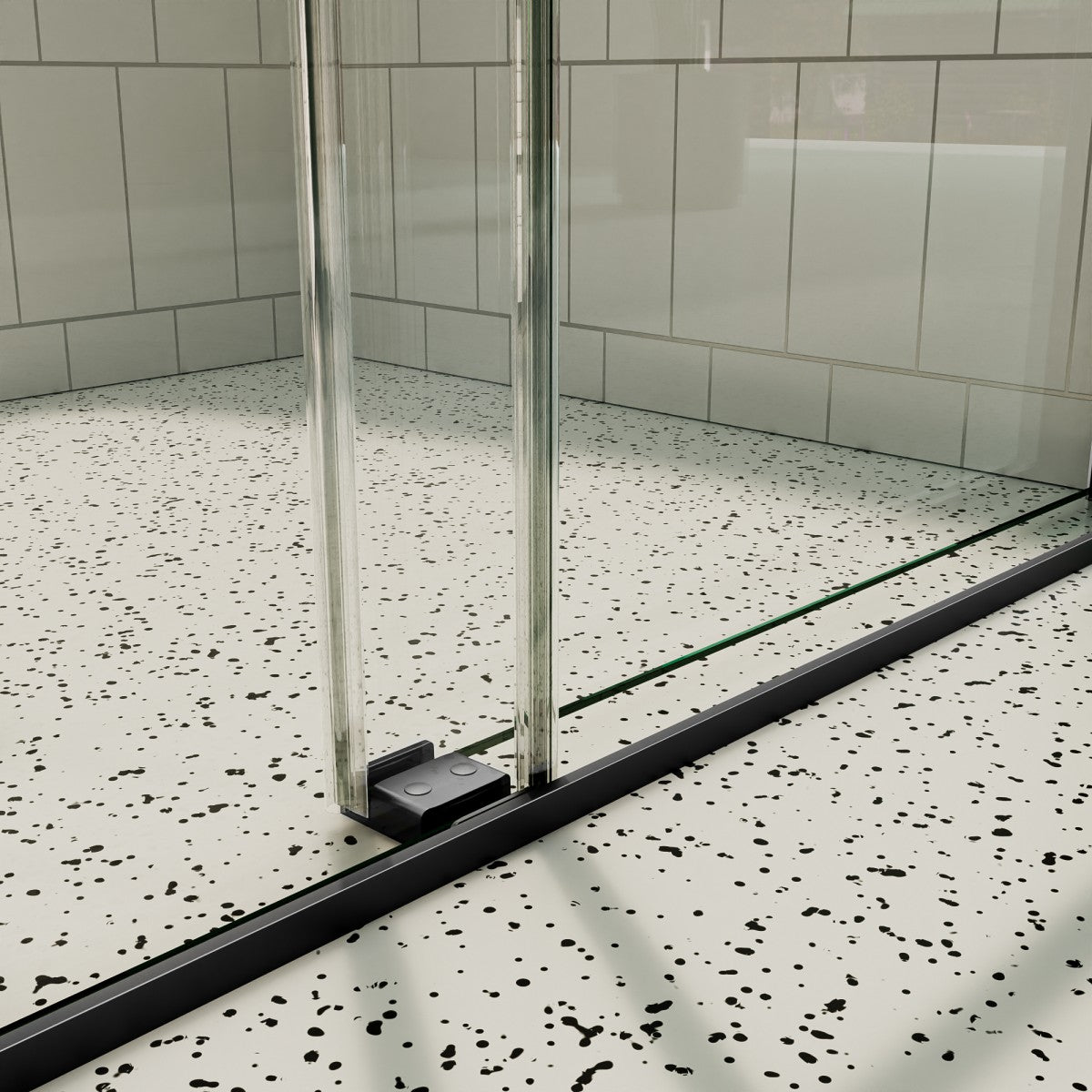 ExRoll 56"-60" Width x 74" Height Shower Sliding Glass,Clear Tempered Glass,Matte Black,Explosion-proof,Easy-to-clean coating,Smooth Door Closing