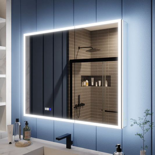 Illusion 40" x 32" LED Medicine Cabinet with Lights, Magnifiers Front and Back Light