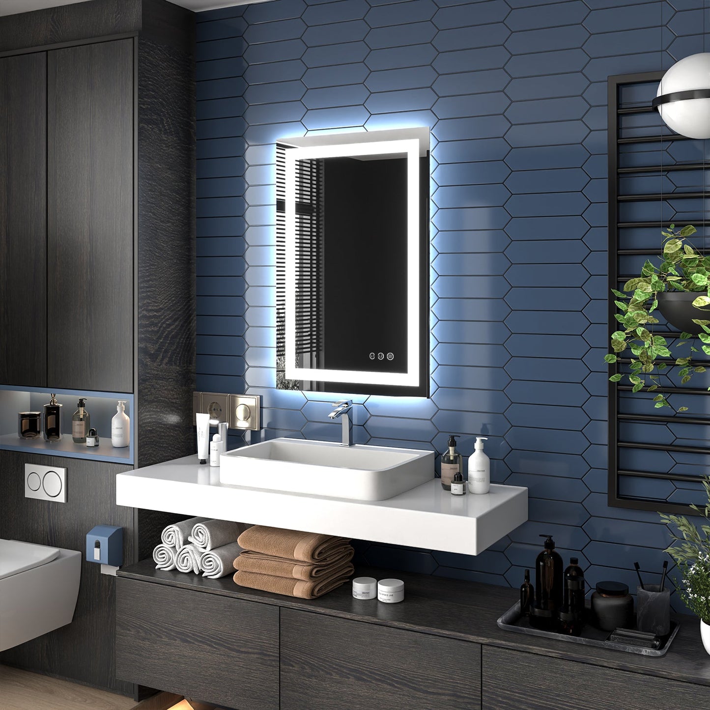 Apex-T 24" W x 36" H Lighted Bathroom Large Light Led Mirror,Anti Fog,Dimmable,Three Lighting Modes