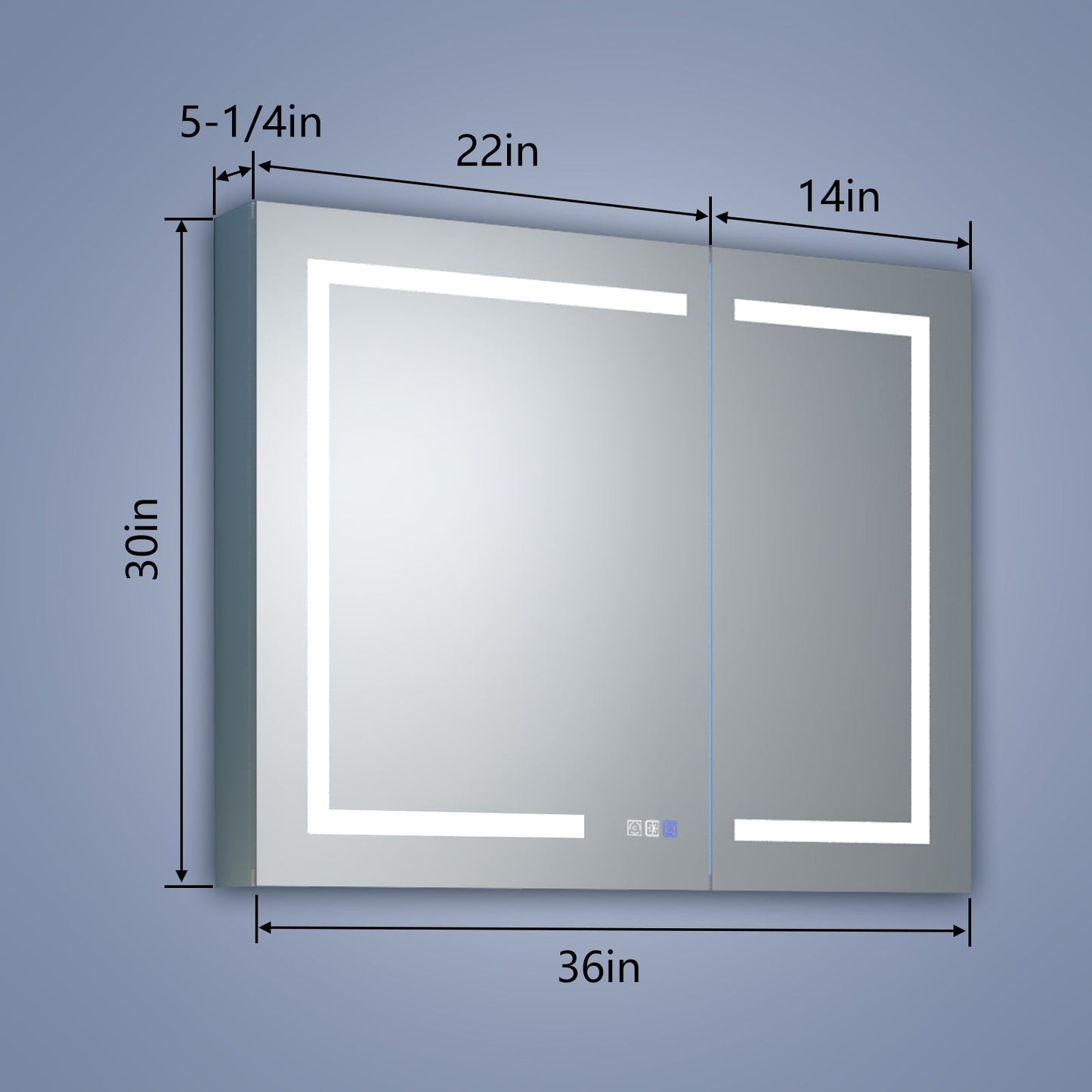 Bathroom Cabinet with USB Port - 36 x 30 Medicine Cabinet with Mirror, LED Lighted, Recessed or Surface Mounted | ExBrite Boost-M1