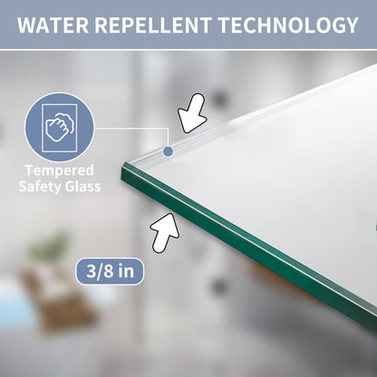 Valor Shower Door 24in.W x 72in.H Frameless Hinged Shower Door,Shower Room Glass Door with Clear Tempered Shower Glass Panel,Black