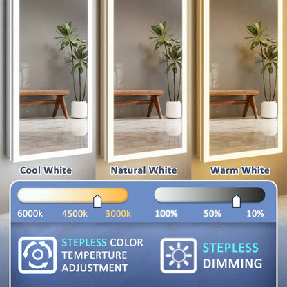 Allsum 20-1/8" x 70-1/8" Lighted Frameless Single Door Medicine Cabinet