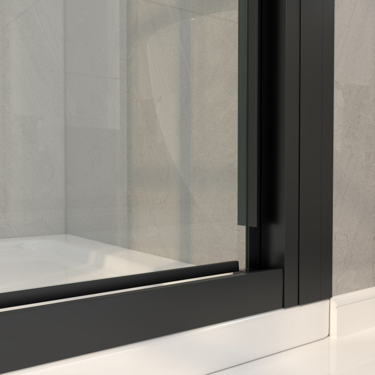 Nexus 44-48W x 70.H Easy Clean Framed Tri-Fold Sliding Shower Door with 1/4" (6mm) Clear SGCC Tempered Glass,Matte Black Finish