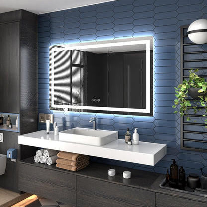 Apex-T 60" W x 36" H Lighted Bathroom Large Light Led Mirror,Anti Fog,Dimmable,Three Lighting Modes