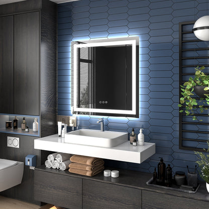 Apex-T 36" W x 36" H Lighted Bathroom Large Light Led Mirror,Anti Fog,Dimmable,Three Lighting Modes