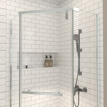 Prism Neo-Angle Frameless Shower Door 36 in. W x 72 in. H Corner Shower Enclosure,6mm Clear Glass,Pivot Shower Doors,Chrome,Not Base