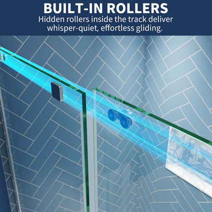 Lock Adjustable 44-48"W x 74"H Sliding Glass Shower Door with 8mm Clear Tempered Glass,Stainless Steel Hardware Brushed Nickel,Rectangle Shower Door