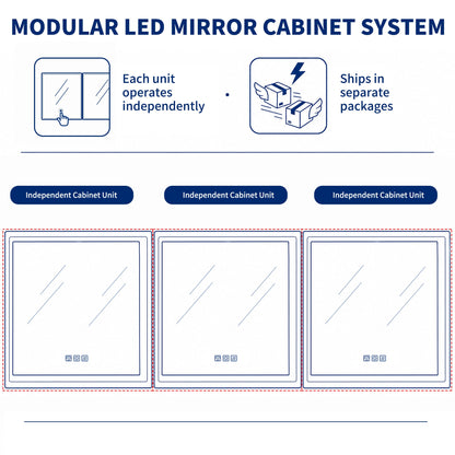 Illusion-B 90" x 36" Medicine Cabinets with LED Lights and Magnifiers for Enhanced Visibility