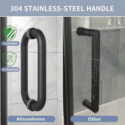 Valor Shower Door 28in.W x 72in.H Frameless Hinged Shower Door,Shower Room Glass Door with Clear Tempered Shower Glass Panel,Black