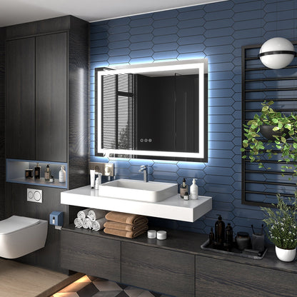 Apex-T 48" W x 36" H Lighted Bathroom Large Light Led Mirror,Anti Fog,Dimmable,Three Lighting Modes