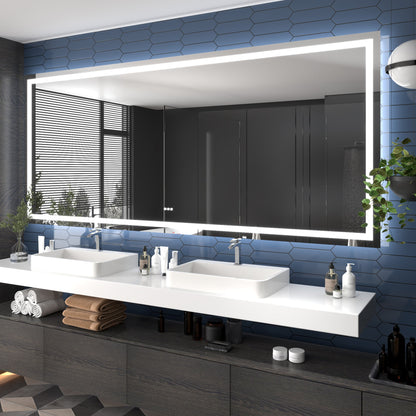 Apex-T 108" W x 48" H Lighted Bathroom Large Light Led Mirror,Anti Fog,Dimmable,Three Lighting Modes