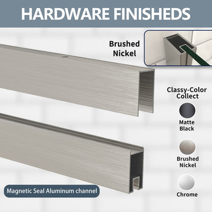 Prism Neo-Angle Frameless Shower Door 38 in. W x 72 in. H Corner Shower Enclosure with 6mm Clear Glass,Pivot Shower Doors,Brushed Nickel