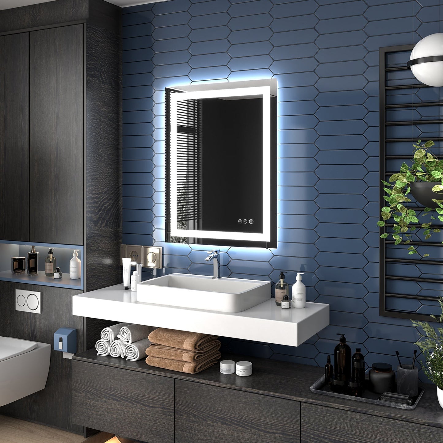 Apex-T 28" W x 36" H Lighted Bathroom Large Light Led Mirror,Anti Fog,Dimmable,Three Lighting Modes