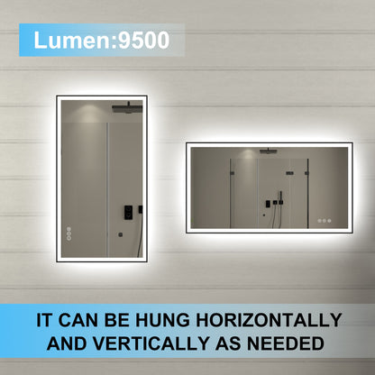 Apex-Noir 55"x30" Framed LED Lighted Bathroom Mirror