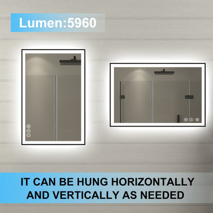 Apex-Noir 24"x36" Framed LED Lighted Bathroom Mirror