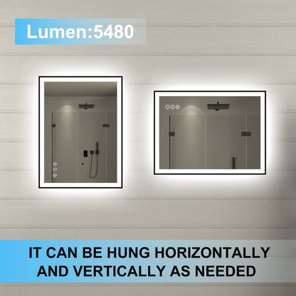 Apex-Noir 24"x32" Framed LED Lighted Bathroom Mirror