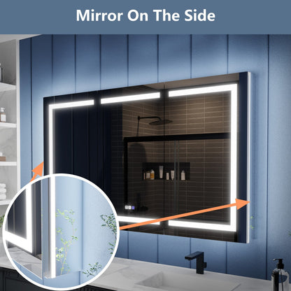 Illusion-B 60" x 36" LED Lighted Inset Mirrored Medicine Cabinet with Magnifiers Front and Back Light