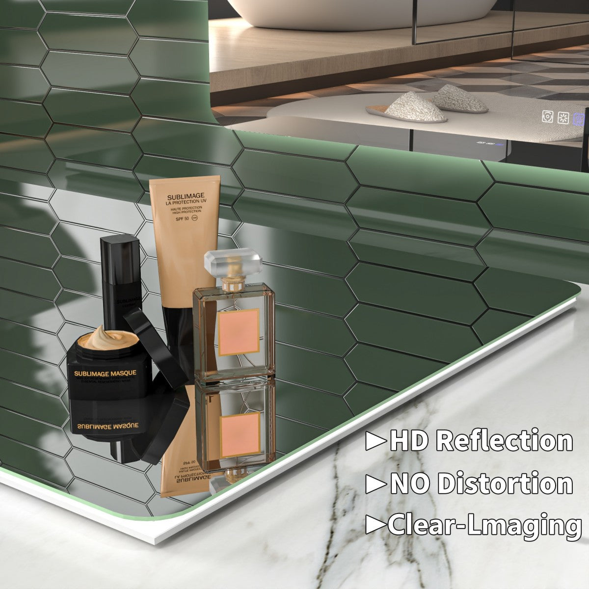 Brivaro 24" x 32" Backlit LED Bathroom Mirror with Nano-Tempered Glass, Anti-Fog, Dimmable, 3 Lighting Modes