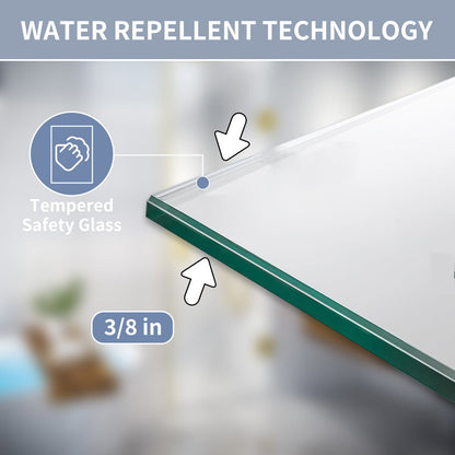 Valor 24"x72" Frameless Shower Door in Brush Gold,Water Repellent Glass with Seal Strip Parts and Handle,Glass Hinged Shower Door