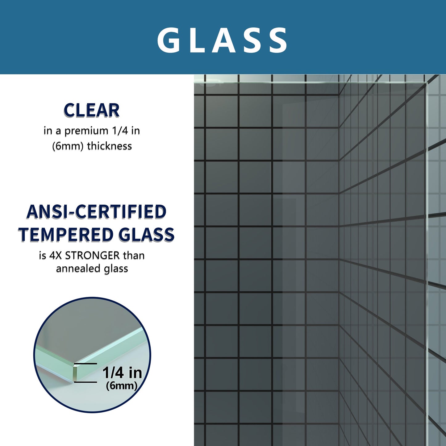 Classy-G 36-37.3" W x 72" H Pivot Frameless Shower Door Matte Black Smoke Gray Glass Shower Door with Handle