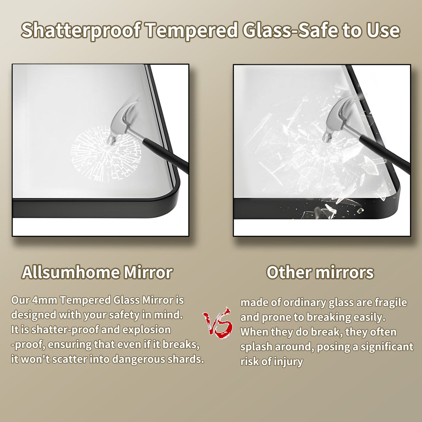 Noir 72" x 36" Vanity Mirror �C Modern, Elegant, Rectangular Wall Mirror with Tempered Glass, Shatterproof, Rust-Resistant, Matte Black Frame for Bathroom, Living Room & Hallway - ExBriteUSA