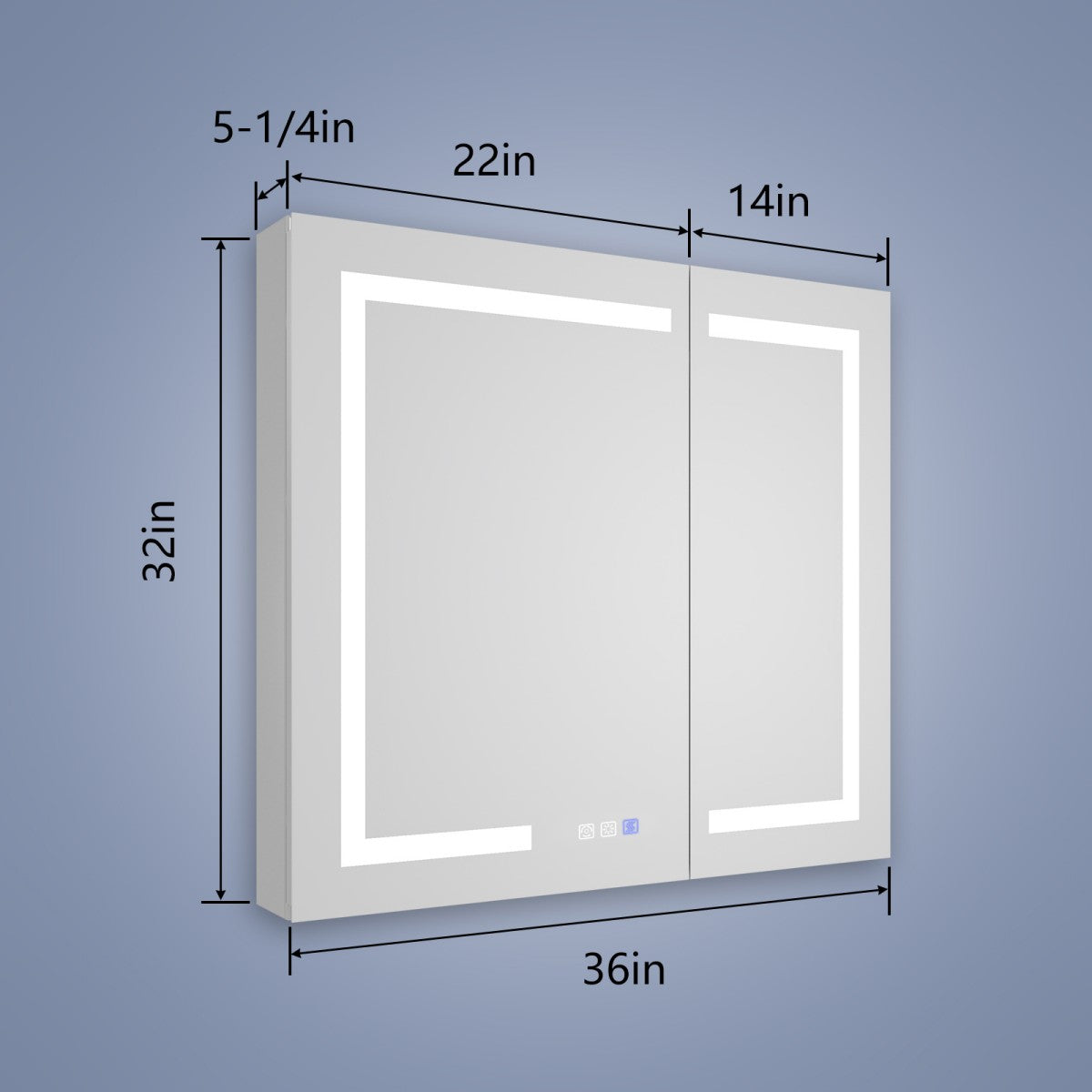 Boost-M2 36" W x 32" H Bathroom Light Medicine Cabinets Recessed or Surface Defogger, Dimmer, Outlets & USB
