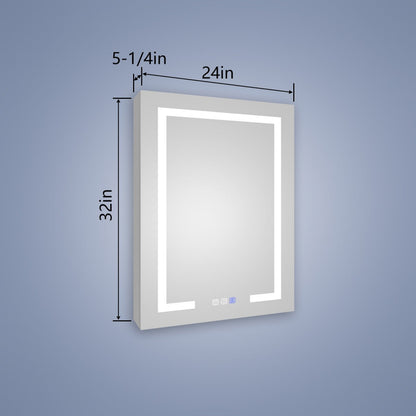 Boost-M2 24" W x 32" H LED Lighted Bathroom Medicine Cabinet with Mirror, Right Hinge