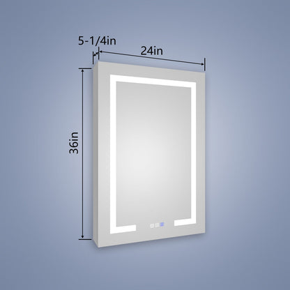 Boost-M2 24" W x 36" H LED Lighted Bathroom Medicine Cabinet with Mirror,Left Hinge