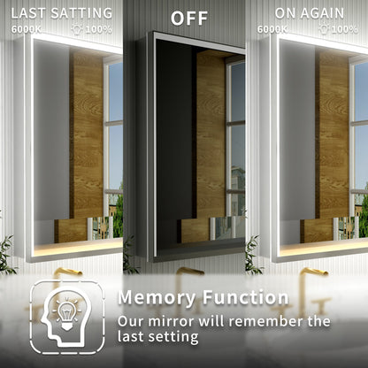 Ample 48" W x 36" H LED Lighted Chrome Medicine Cabinet with Mirror and Shelves for Bathroom Recessed or Surface Mount - ExBriteUSA