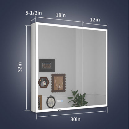 Rim 30" W x 32" H LED Lighted Medicine Cabinet - Recessed or Surface Mount with Outlets & USBs