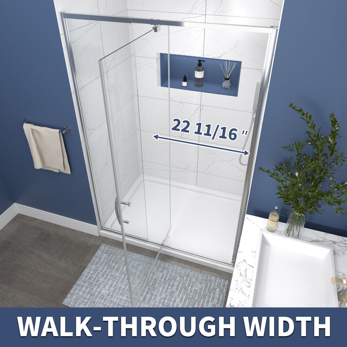 Flexi 44-48"x71" Frameless Shower Door in Brushed Nickel,Water Repellent Glass with Seal Strip Parts and Handle,6mm Glass Shower Door - ExBriteUSA