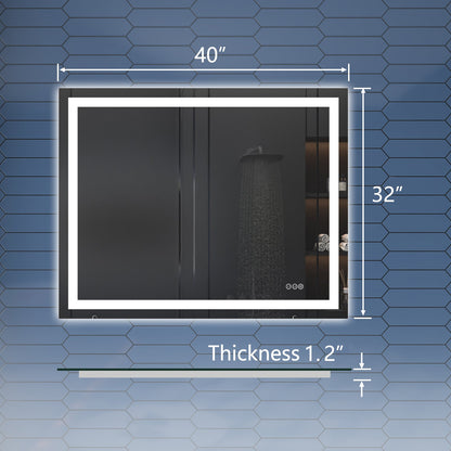Apex-T 40" W x 32" H Lighted Bathroom Large Light Led Mirror,Anti Fog,Dimmable,Three Lighting Modes