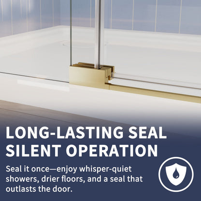 Flexi-L 44-48" W X 70" H Bathroom Glass Shower Doors,Semi-Frameless Brushed Gold,Tempered Glass Shower Door With Handle
