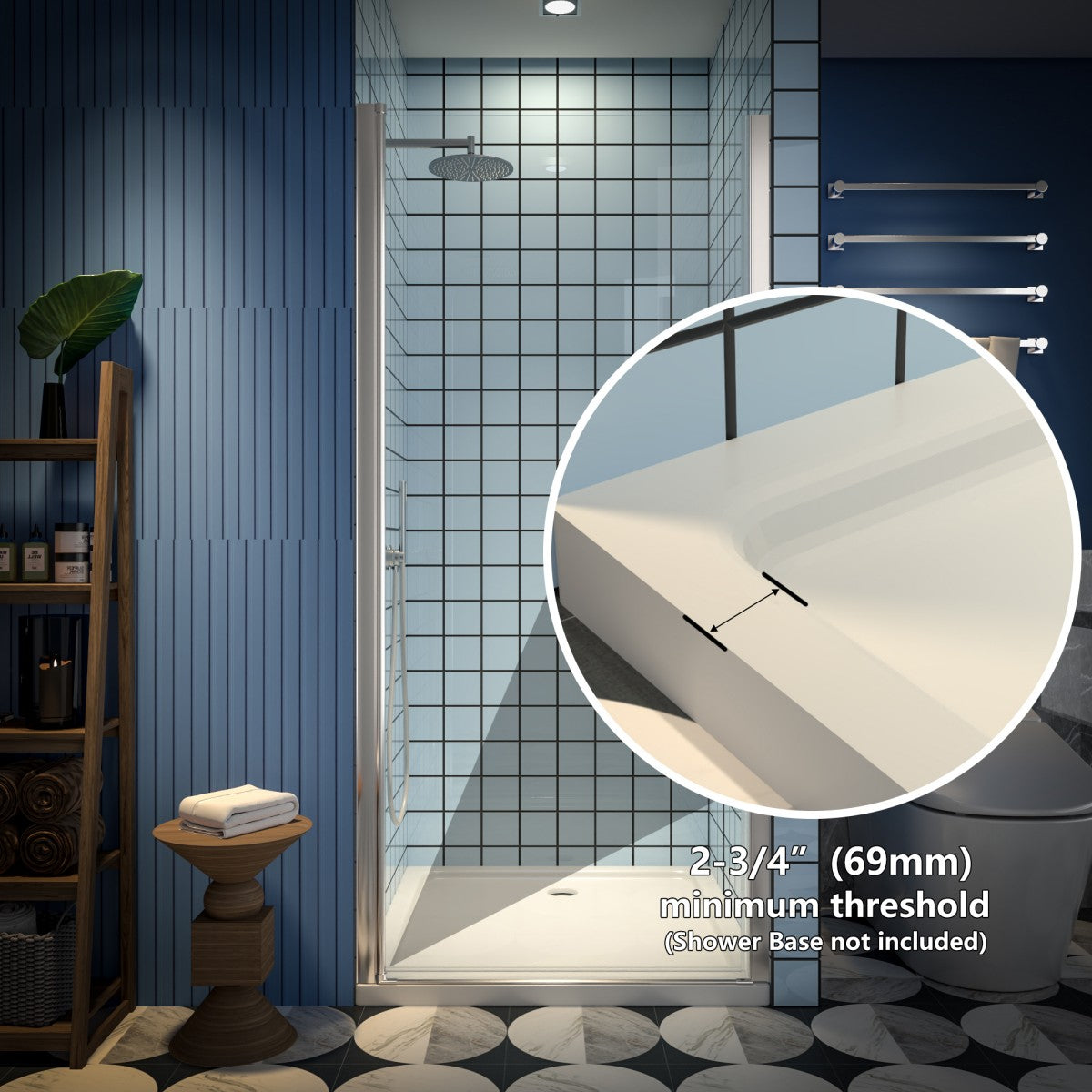 Classy 34-36" W x 72" H Hinged Pivot Semi-Frameless Shower Door Brushed Nickel Install Glass Shower Door - ExBriteUSA