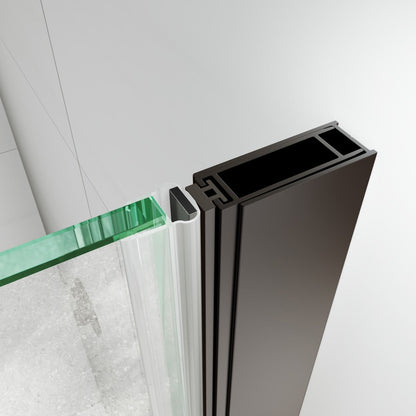 Classy 34-36" W x 72" H Pivot Semi-Frameless Shower Door Matte Black Install Glass Shower Door