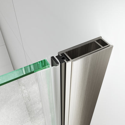 Classy 30-32" W X 72" H Pivot Shower Doors Semi-Frameless Nickel Glass Shower Door With Handle