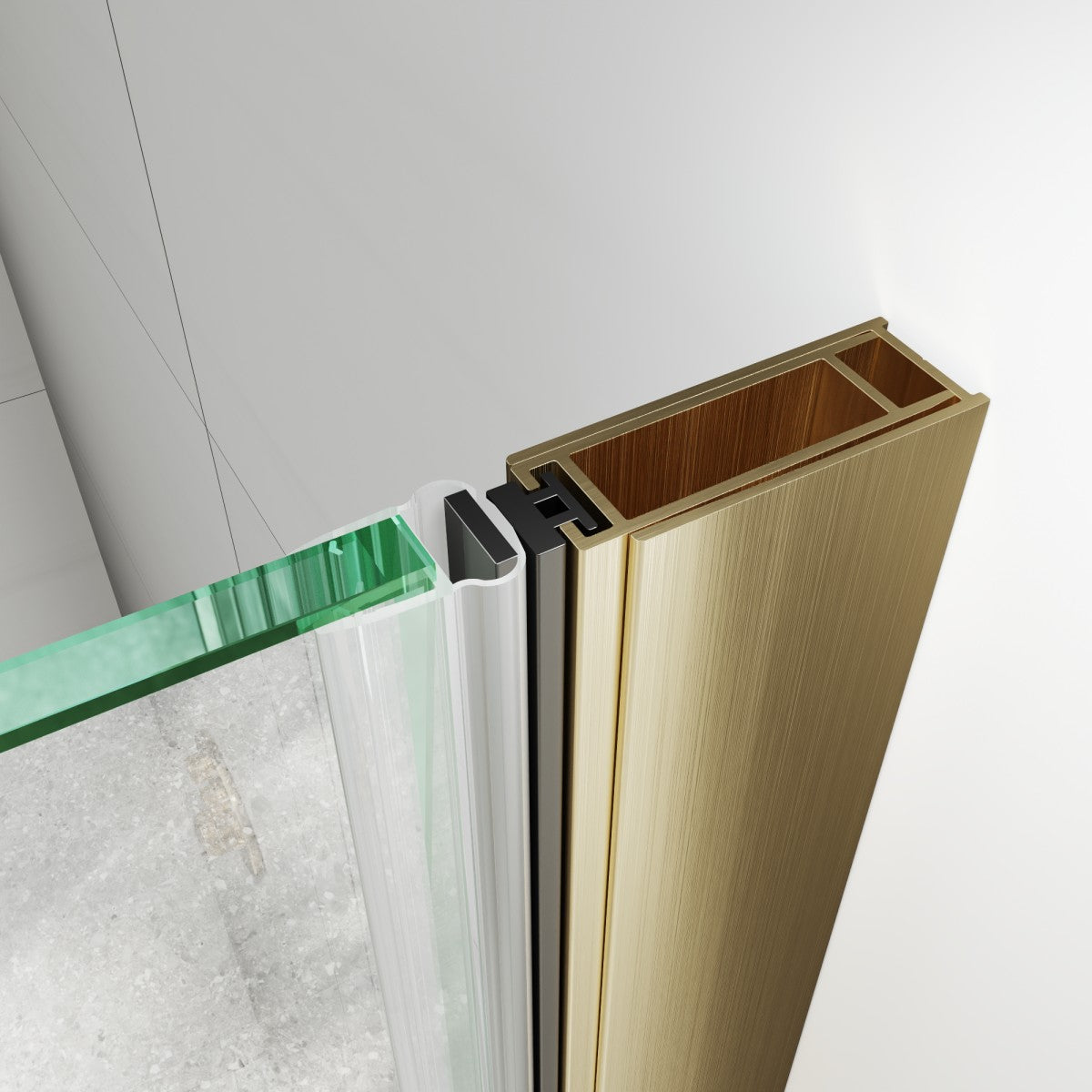 Classy 32-34"x72" Frameless Shower Door in Brush Gold,Water Repellent Glass with Seal Strip Parts and Handle,6mm Glass Shower Door
