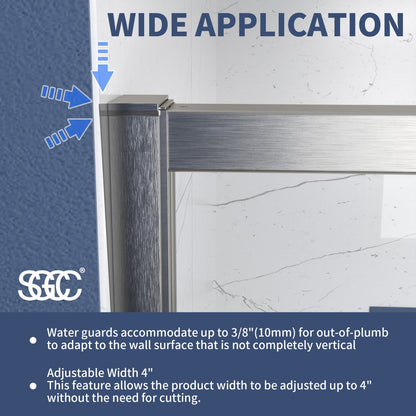Flexi 38-42"x71" Frameless Shower Door in Brushed Nickel,Tempered Glass with Seal Strip Parts and Handle,6mm Glass Shower Door - ExBriteUSA