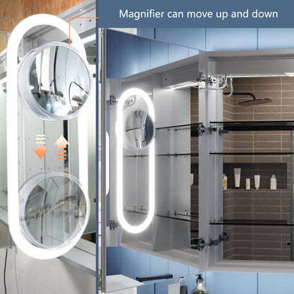 Illusion-B 40" x 32" LED Lighted Inset Mirrored Medicine Cabinet with Magnifiers Front and Back Light - ExBriteUSA