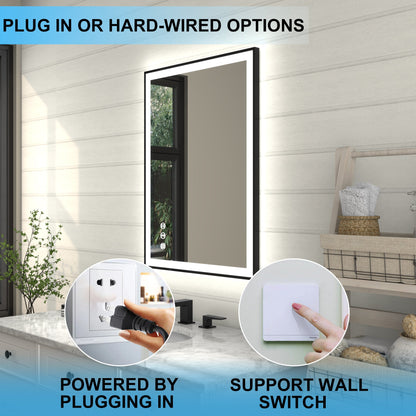 Apex-Noir 24"x32" Framed LED Lighted Bathroom Mirror