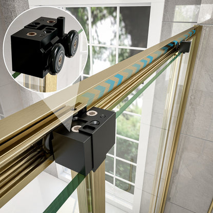 Nexus 56-60W x 70.H Easy Clean Framed Tri-Fold Sliding Shower Door with 1/4" (6mm) Clear SGCC Tempered Glass,Brushed Golde Finish